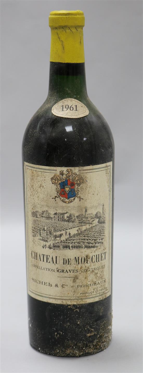 Twelve bottles of Chateau de Mouchet, Graves, 1961.